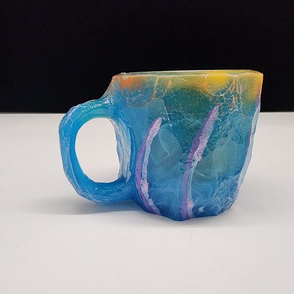Mineral Crystal Resin Mug Blue Yellow Purple Mineral Crystal Coffee Mug - Picture 4 of 8